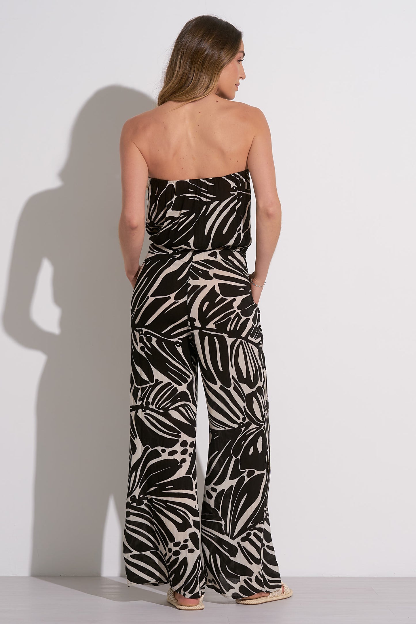 Strapless Jumpsuit with Elastic Waistband - Black Kauai