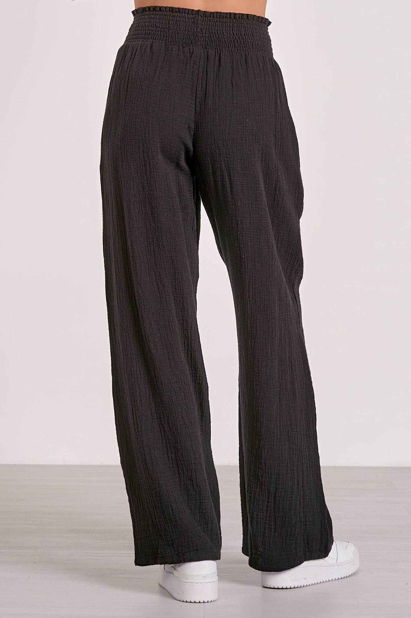 Pants with Smock Waistband - Black