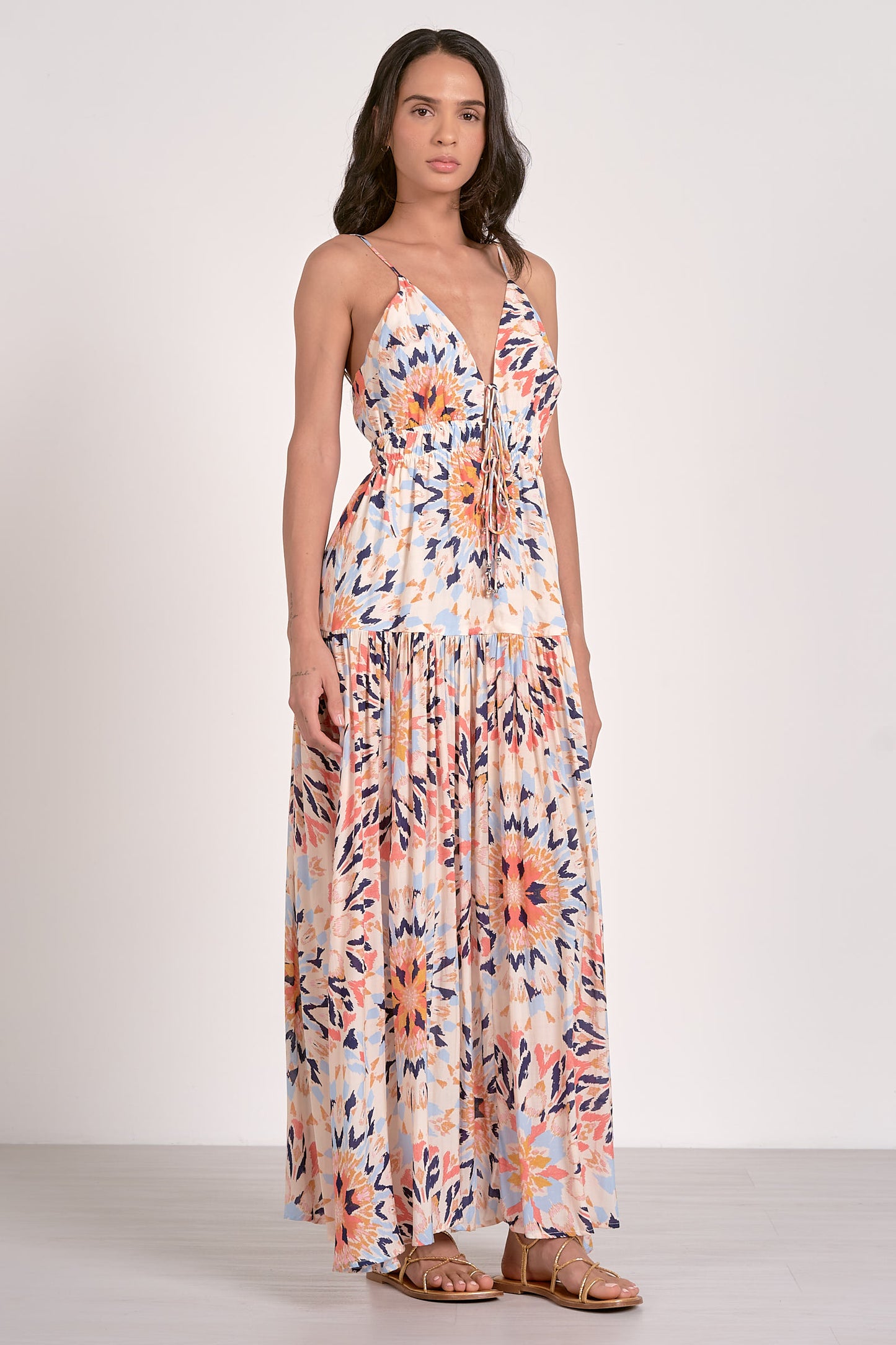 Spaghetti Strap Tiered Maxi Dress - Kaleidoscope