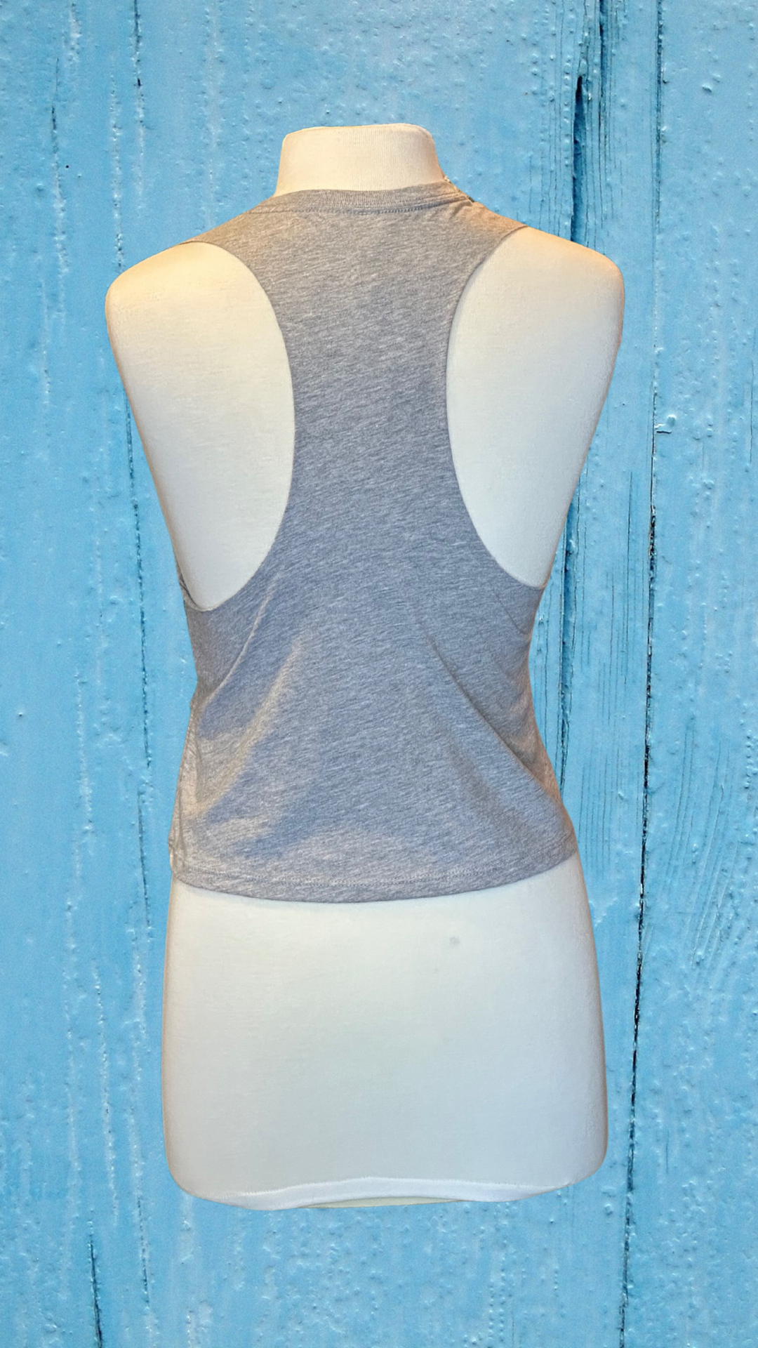 Women's Cropped Tank Top - Light Grey - Kaia Logo (Front) - White Text