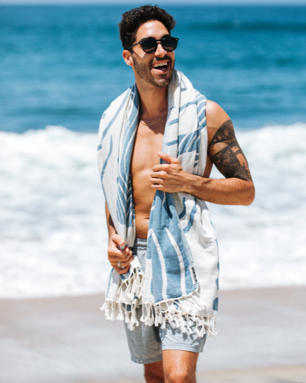 Large Turkish Towel - Discovery - Hammered (Deep Ocean)