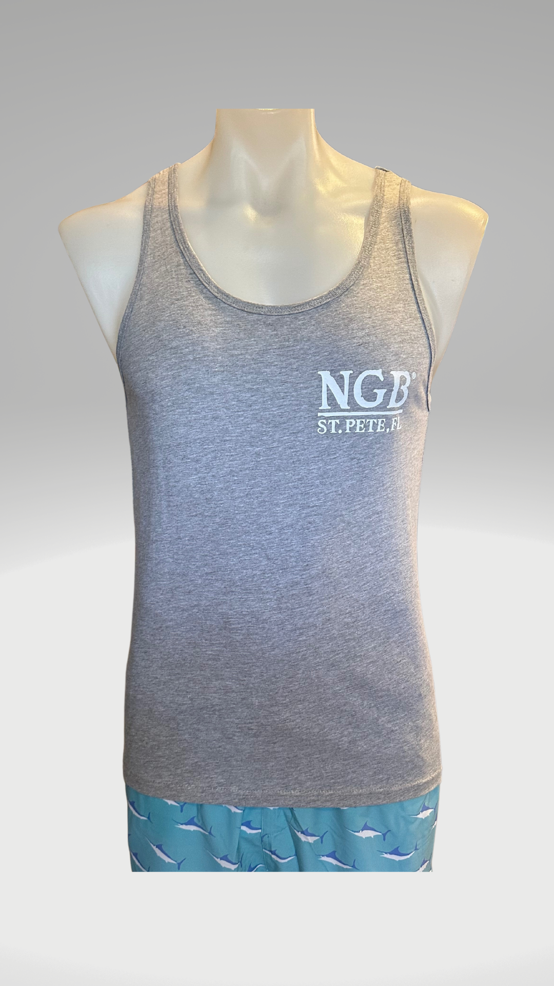 Men's Tank Top - Light Grey - Kaia on Distressed FL Flag