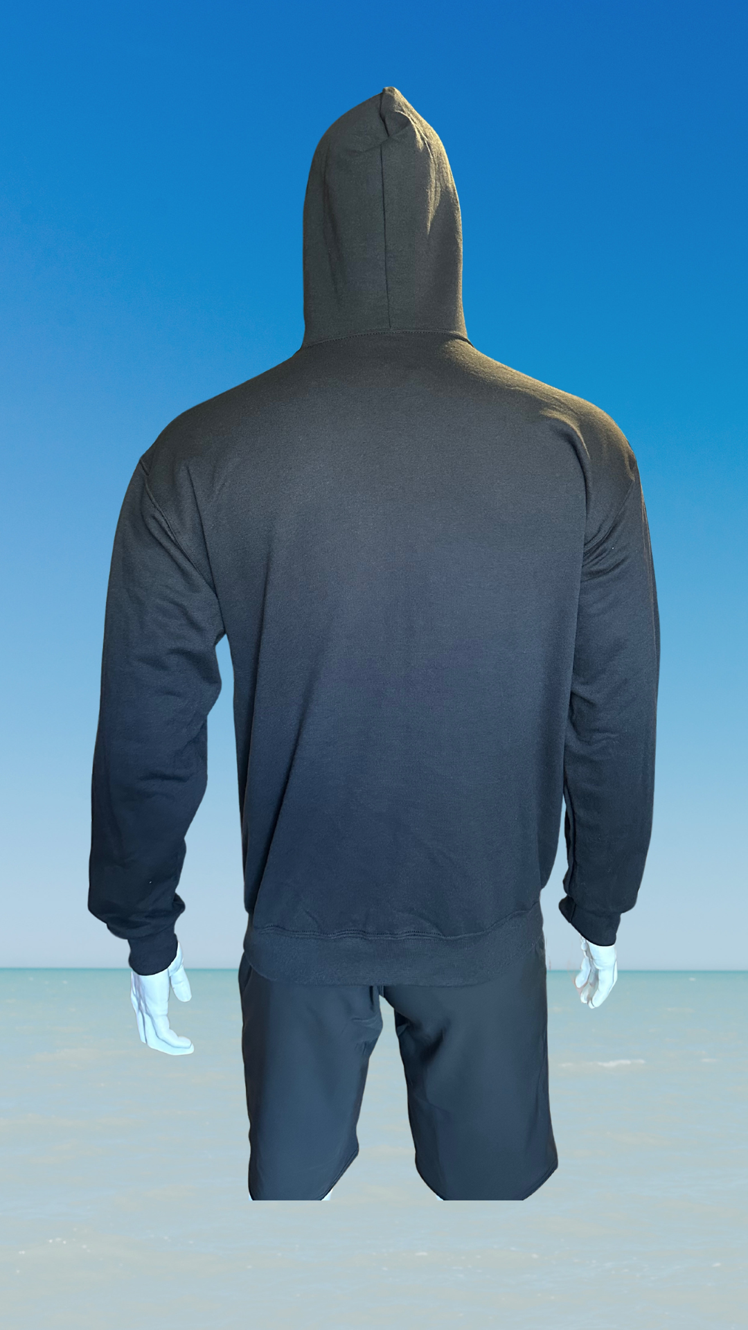 Pullover Hoodie - Black - Black/White Kaia on FL Seal (Front)