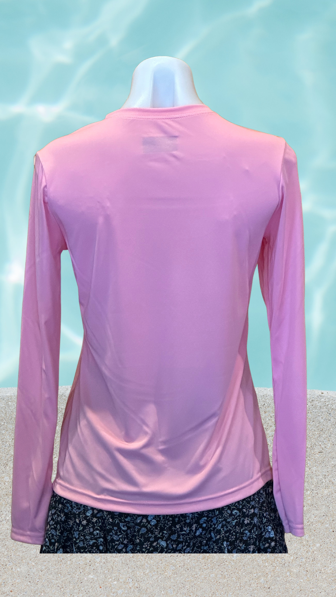 Women's Long Sleeve UPF Sun Shirt - Pink - Kaia Logo (Front) - Blue Text