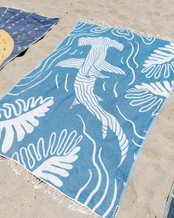 Large Turkish Towel - Discovery - Hammered (Deep Ocean)