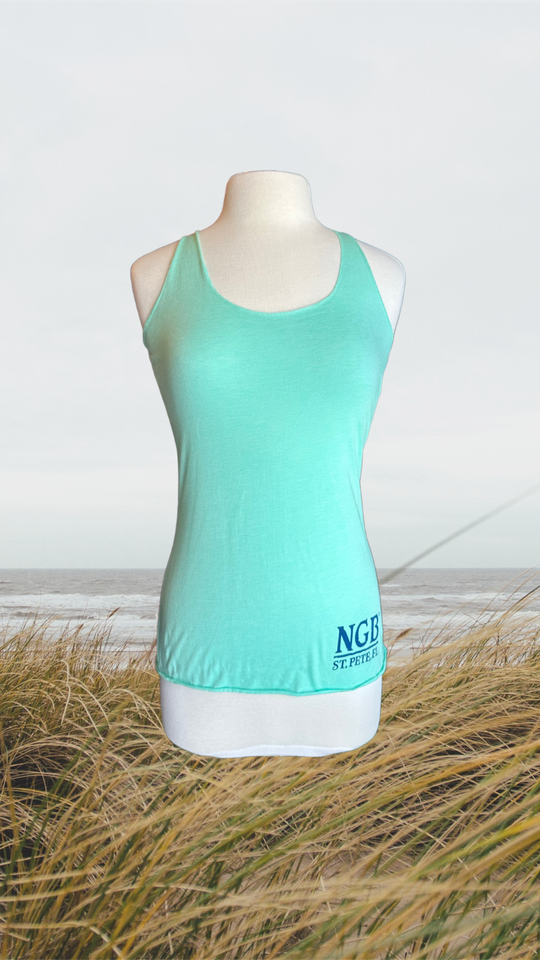 Women's Tank Top - Mint - Kaia Logo - Blue Text