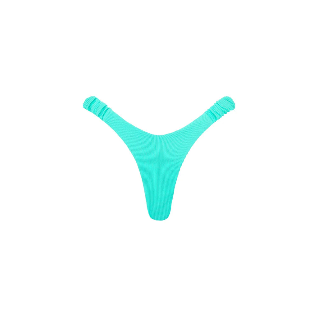 Retro Y Thong Bottom - Aqua Ribbed