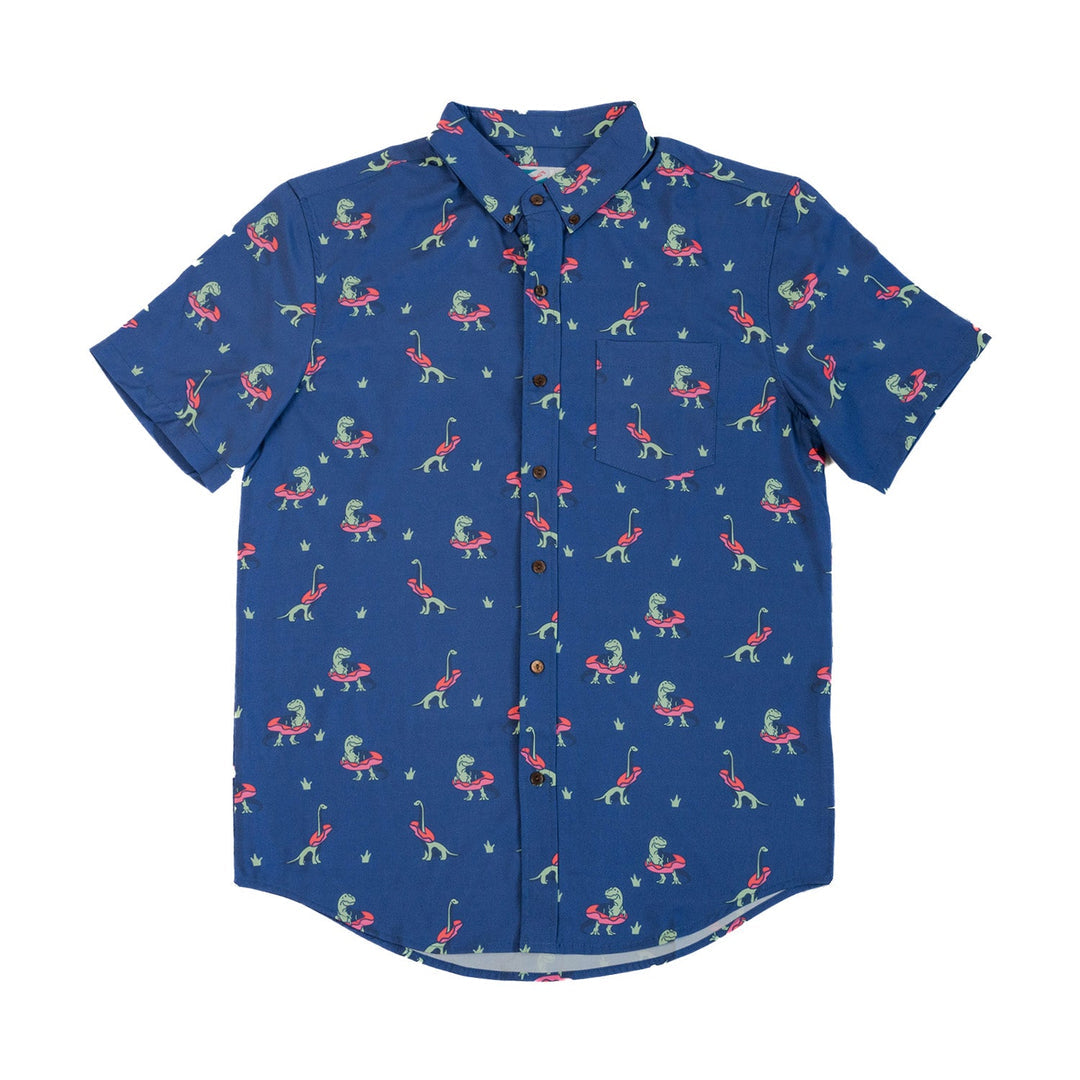 Performance Short Sleeve Button-Down Shirt - Dino