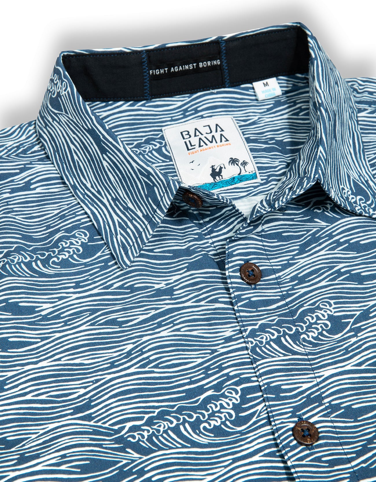 7-Seas Short Sleeve Button-Down Shirt - Roll Tides (Deep Sea)