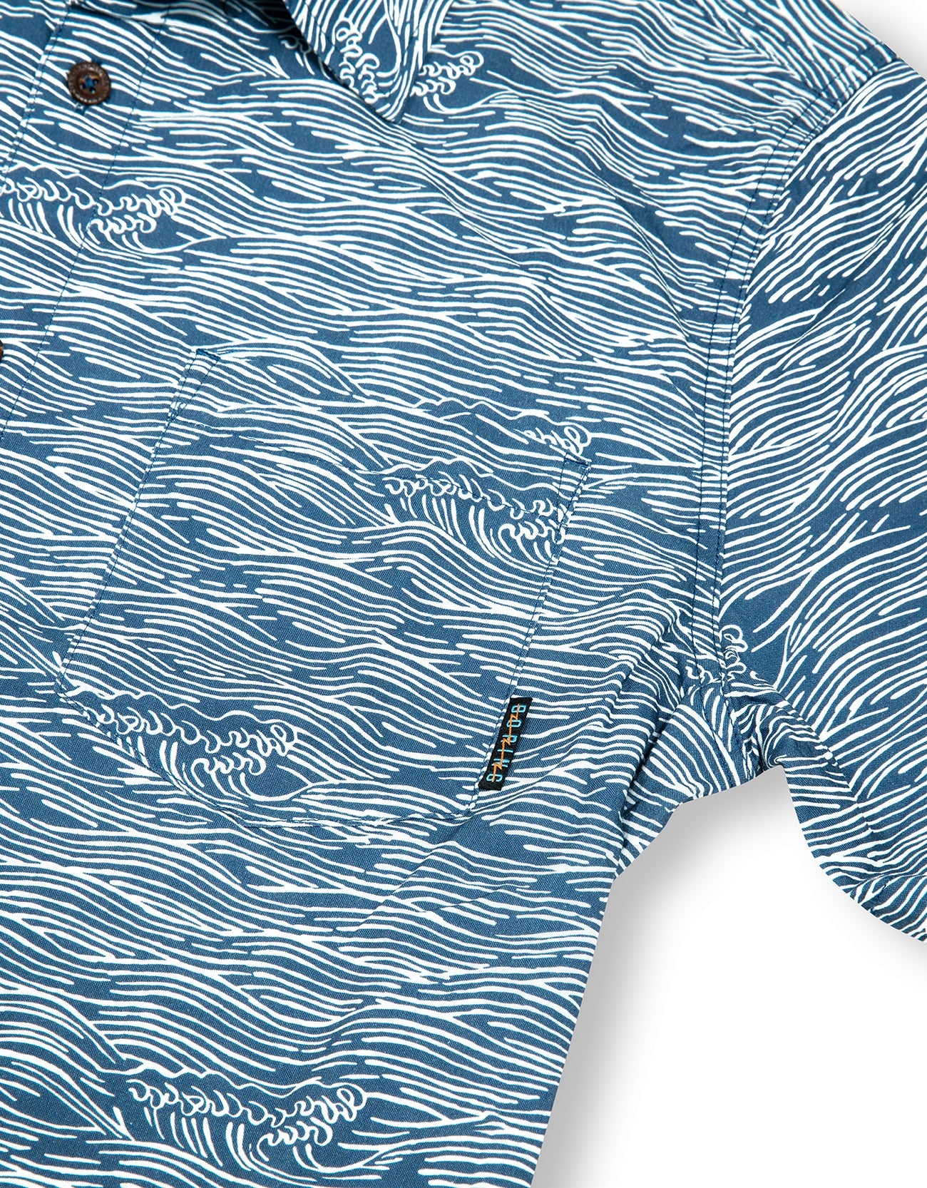 7-Seas Short Sleeve Button-Down Shirt - Roll Tides (Deep Sea)