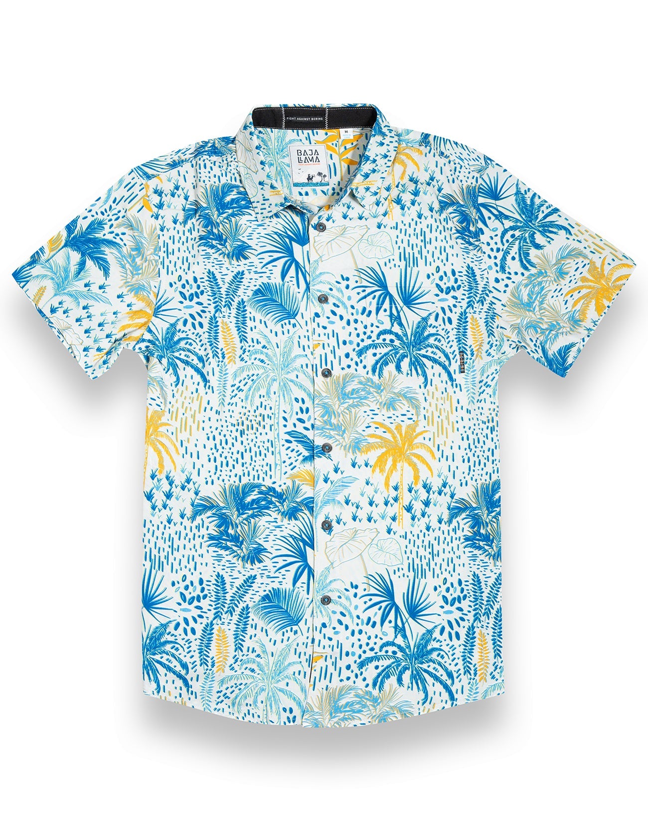 Night Hawk Short Sleeve Button-Down Shirt - White Hot Tropics (Orange Crush)