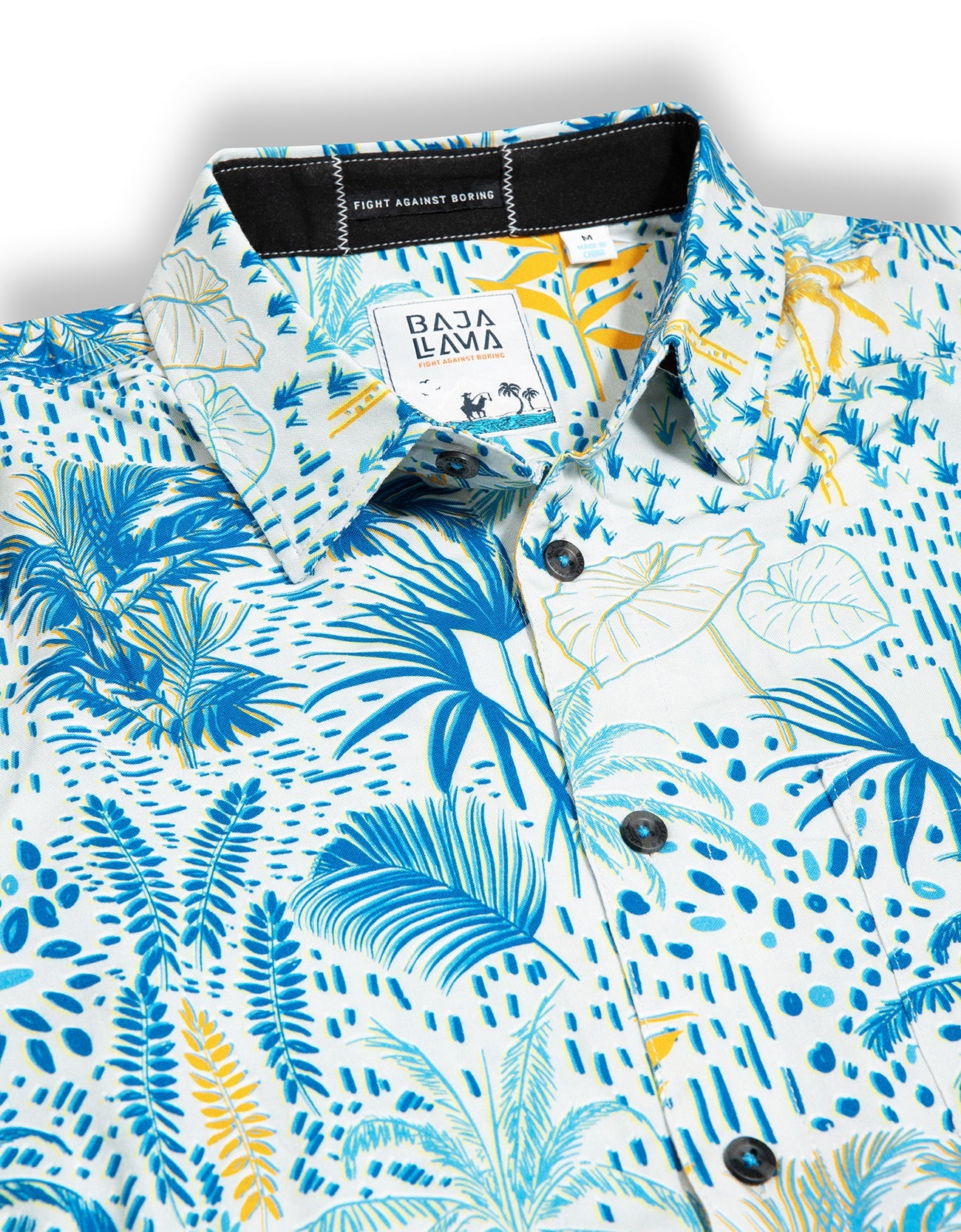 Night Hawk Short Sleeve Button-Down Shirt - White Hot Tropics (Orange Crush)