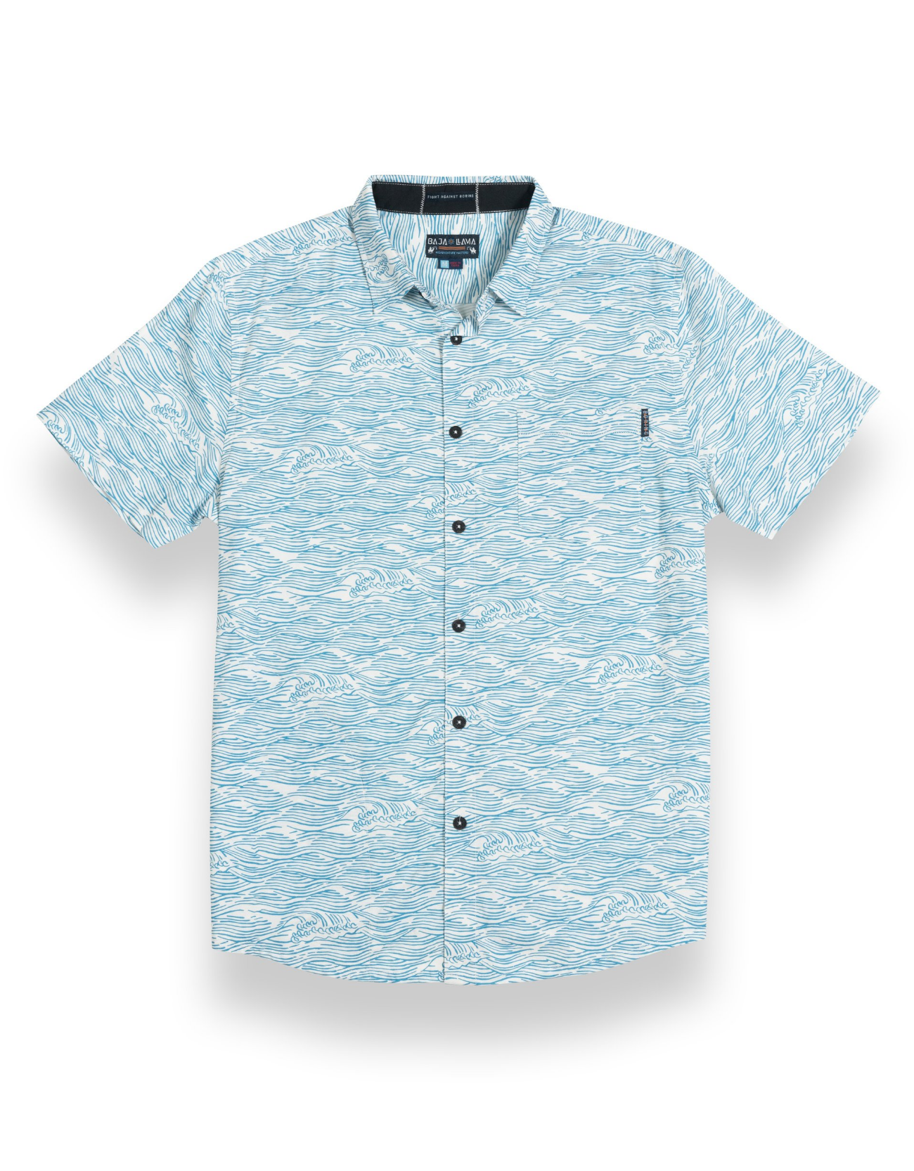 7-Seas Short Sleeve Button-Down Shirt - Roll Tides (Light Blue)
