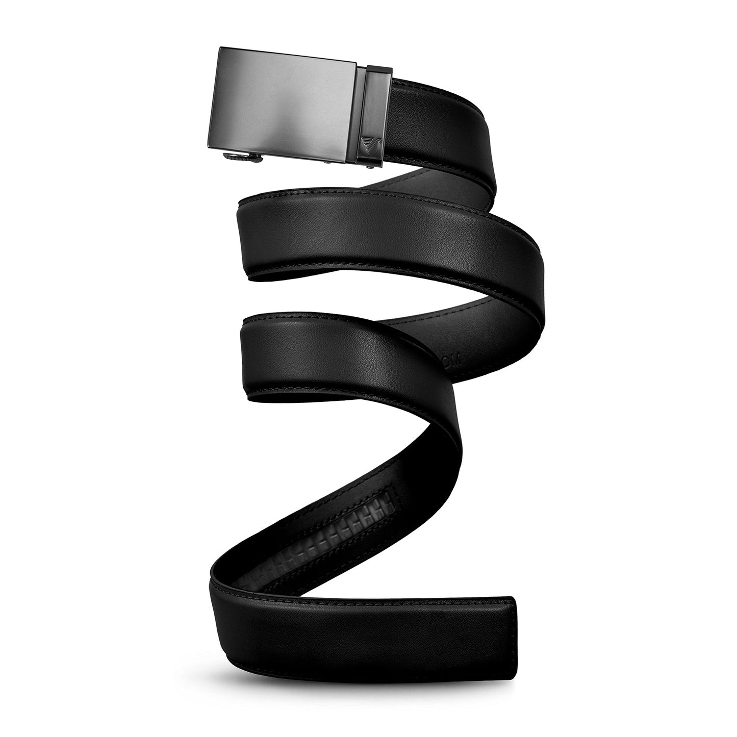 40mm Leather Ratcheting Belt - Black with Gunmetal Buckle