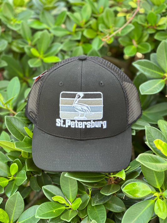Snap-Back Trucker Hat - Black - Greyscale Pelican