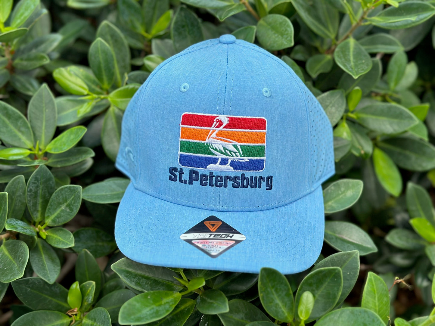 Snap-Back Perforated Tri-Tech Hat - Carolina Blue - Rainbow Pelican