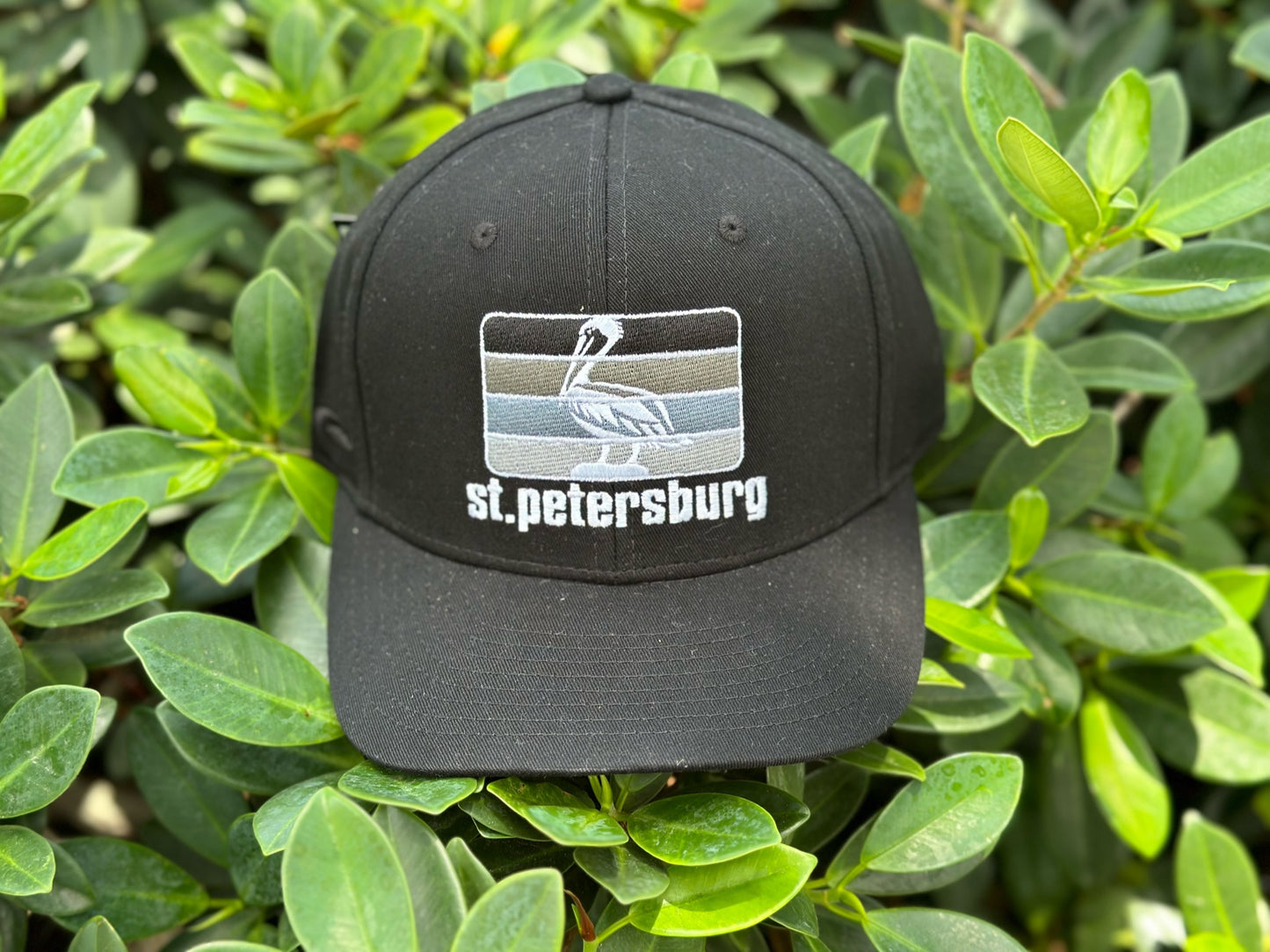 Snap-Back Cotton Twill Hat - Black - Black/White Pelican