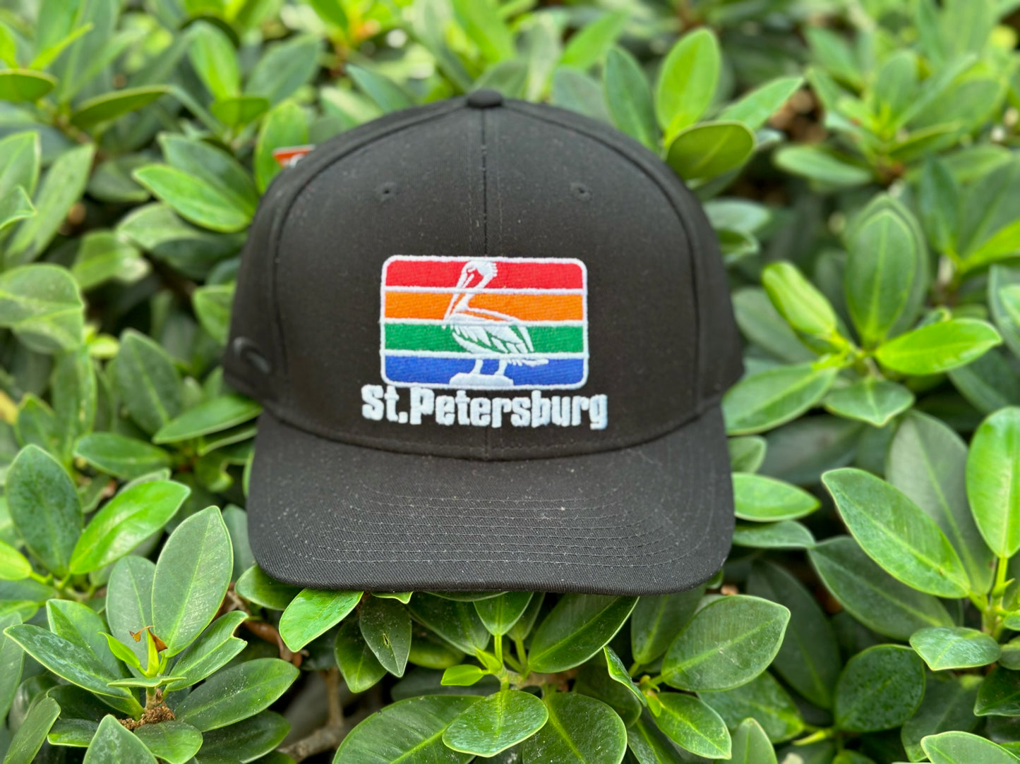 Snap-Back Cotton Twill Hat - Black - Rainbow Pelican