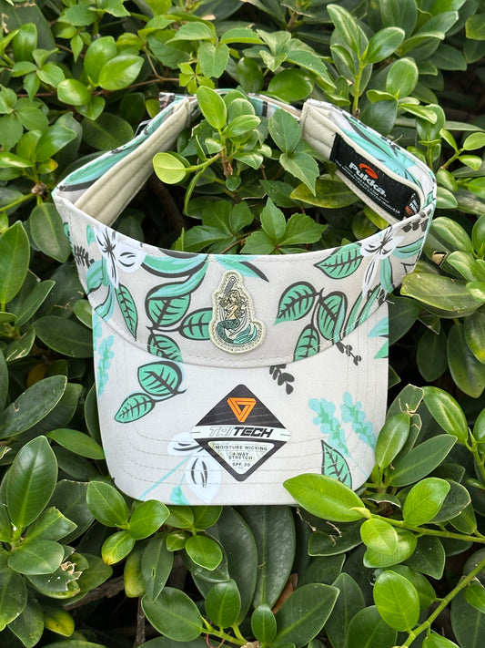 Adjustable Strap Tri-Tech Visor - Stone Plumeria - Kaia Patch