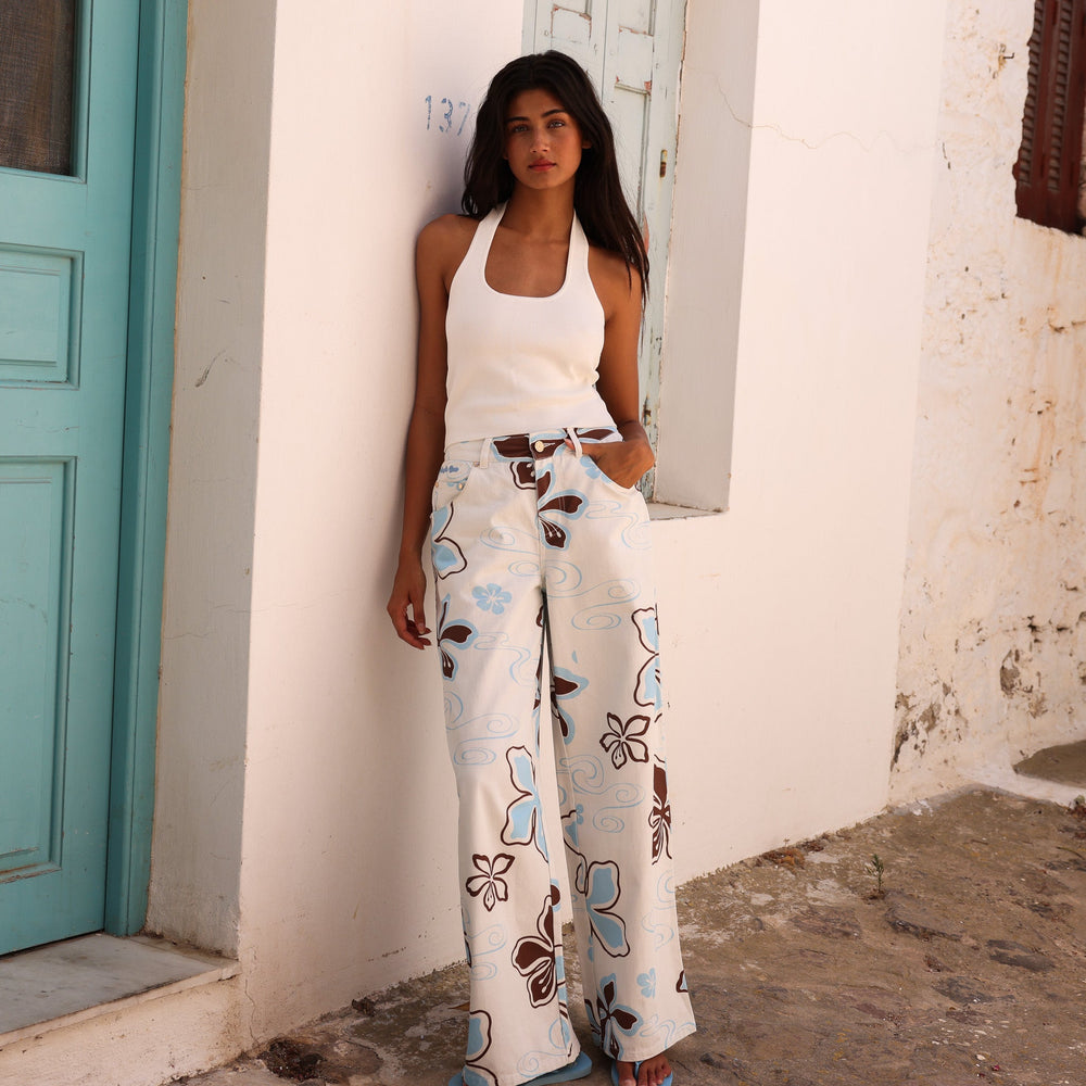 Straight Leg Printed Jeans - Coco Lush