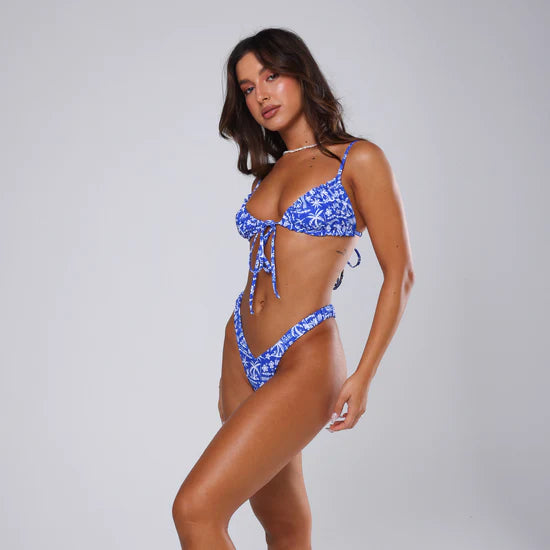 Retro Y Thong Bottom - Caribbean Blues