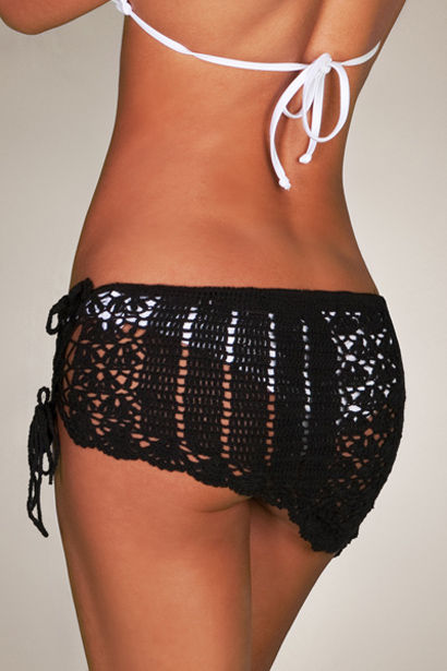 Tequila Sunset Mini Crochet Coverup (One-Size) - Black