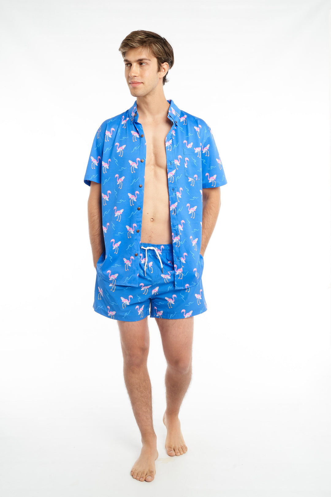 Cotton Stretch Short Sleeve Button-Down Shirt - Miami Beach