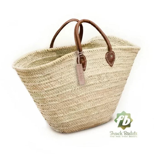 Beach Bag - Natural Straw with Dark Brown Leather