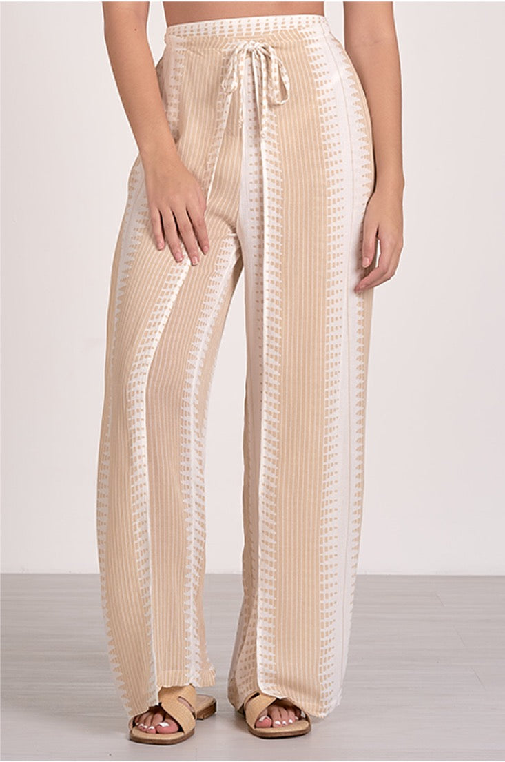 Wrap Front Pants - Tan White Kenya