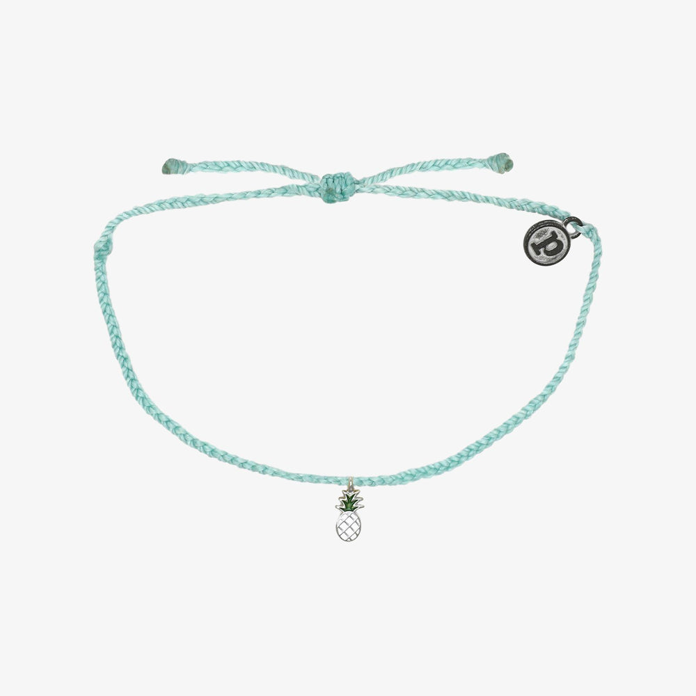 Charm Bracelet - Enamel Pineapple - Silver - Seafoam