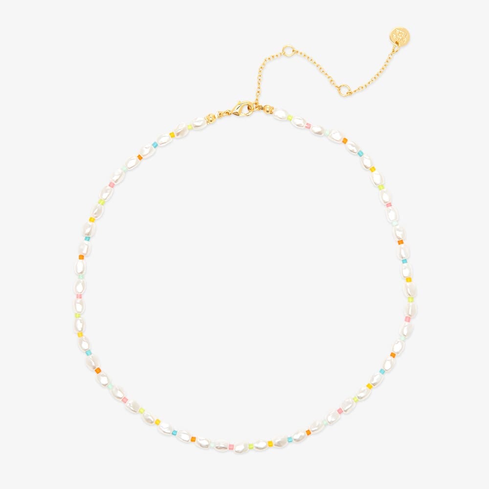 Necklace - Rainbow Reef Pearl Choker - Gold