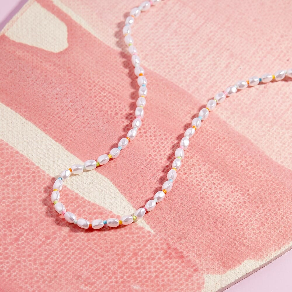 Necklace - Rainbow Reef Pearl Choker - Gold