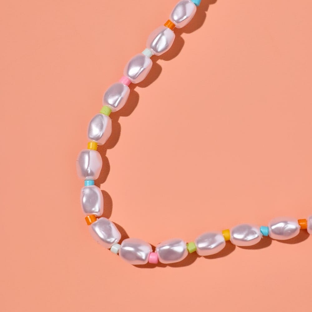 Necklace - Rainbow Reef Pearl Choker - Gold