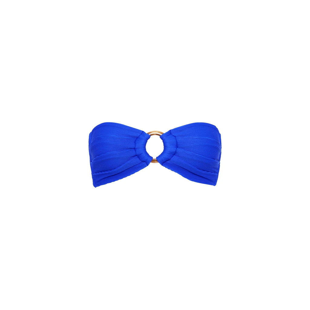 Strapless Bandeau Top - Ocean Blue Ribbed
