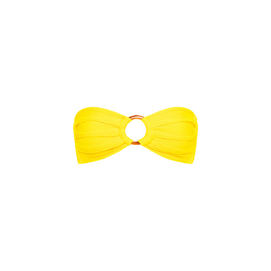 Strapless Bandeau Top - Sunshine Yellow Ribbed