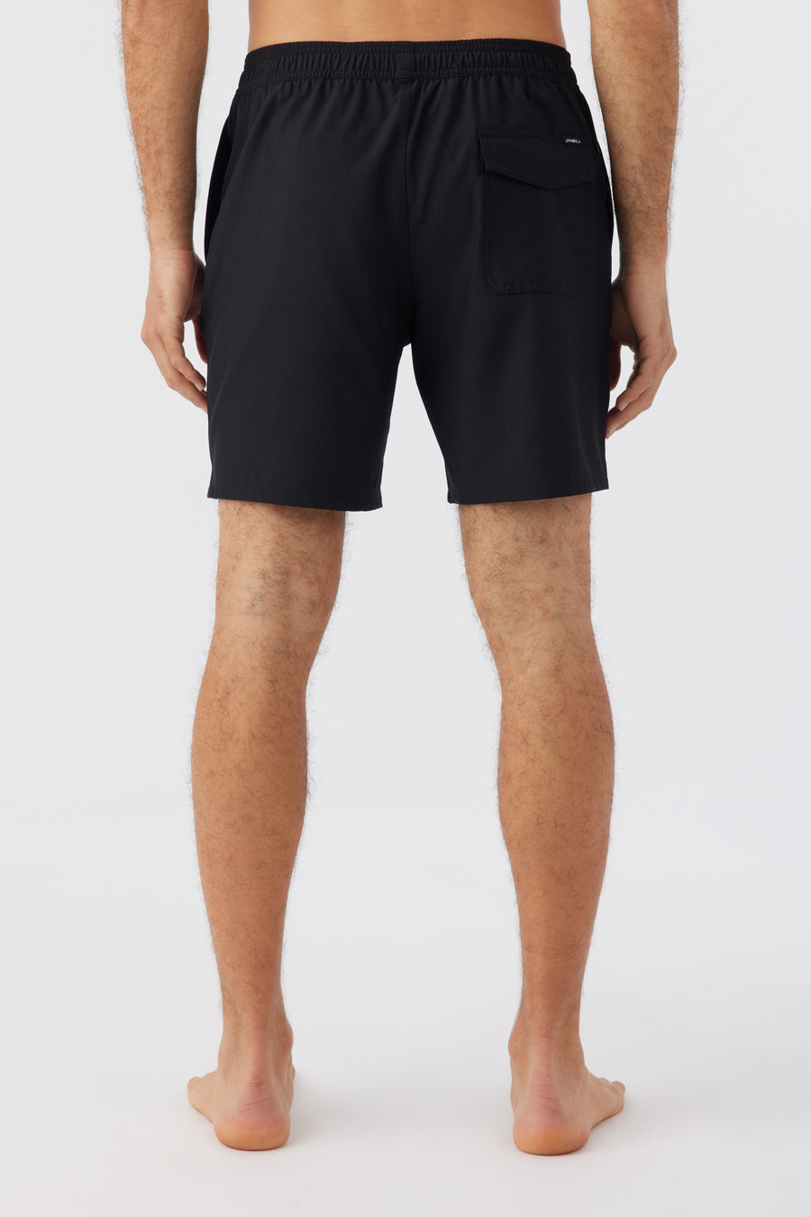 Hermosa Solid 17" Elastic Waist Swim Shorts - Black