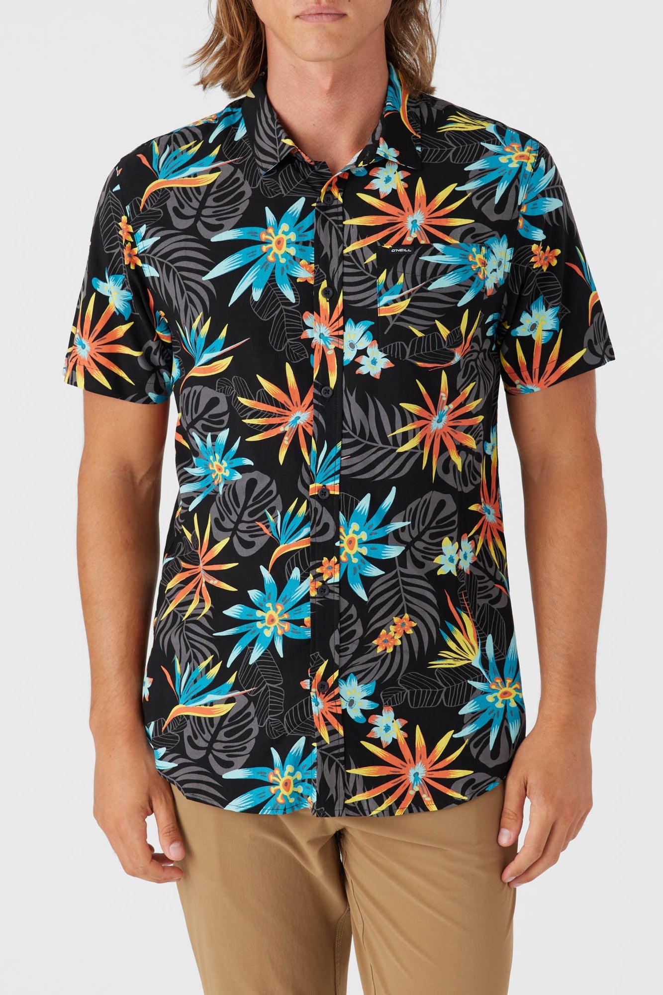 Oasis Eco Modern Short Sleeve Button-Down Shirt - Black