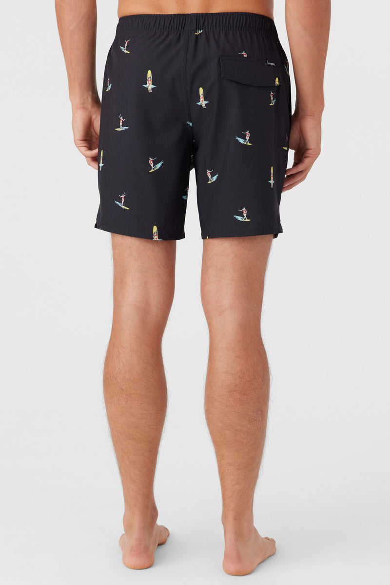 Hermosa 17" Elastic Waist Swim Shorts - Black 2