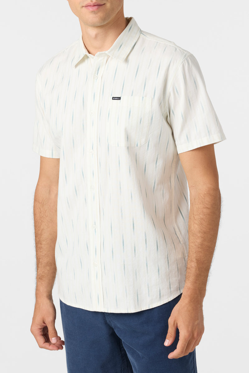 Seafaring Ikat Standard Short Sleeve Button-Down Shirt - White