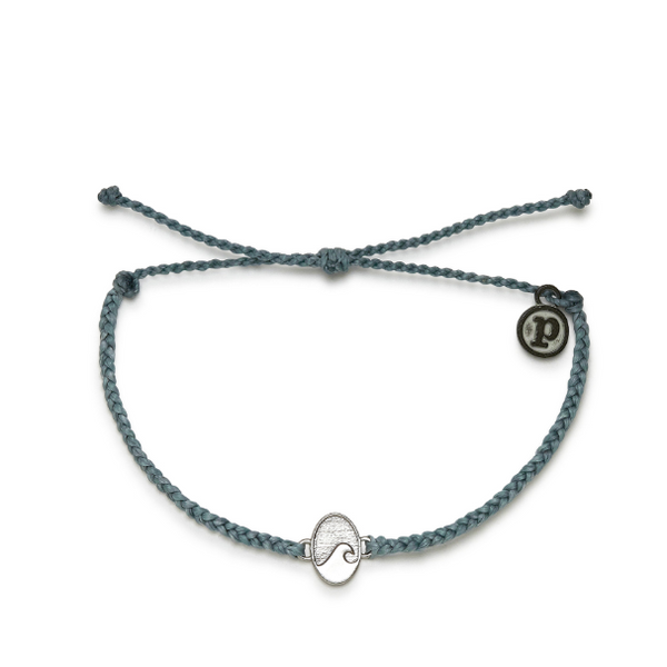Charm Bracelet - Montauk Wave - Silver - Smoke Blue