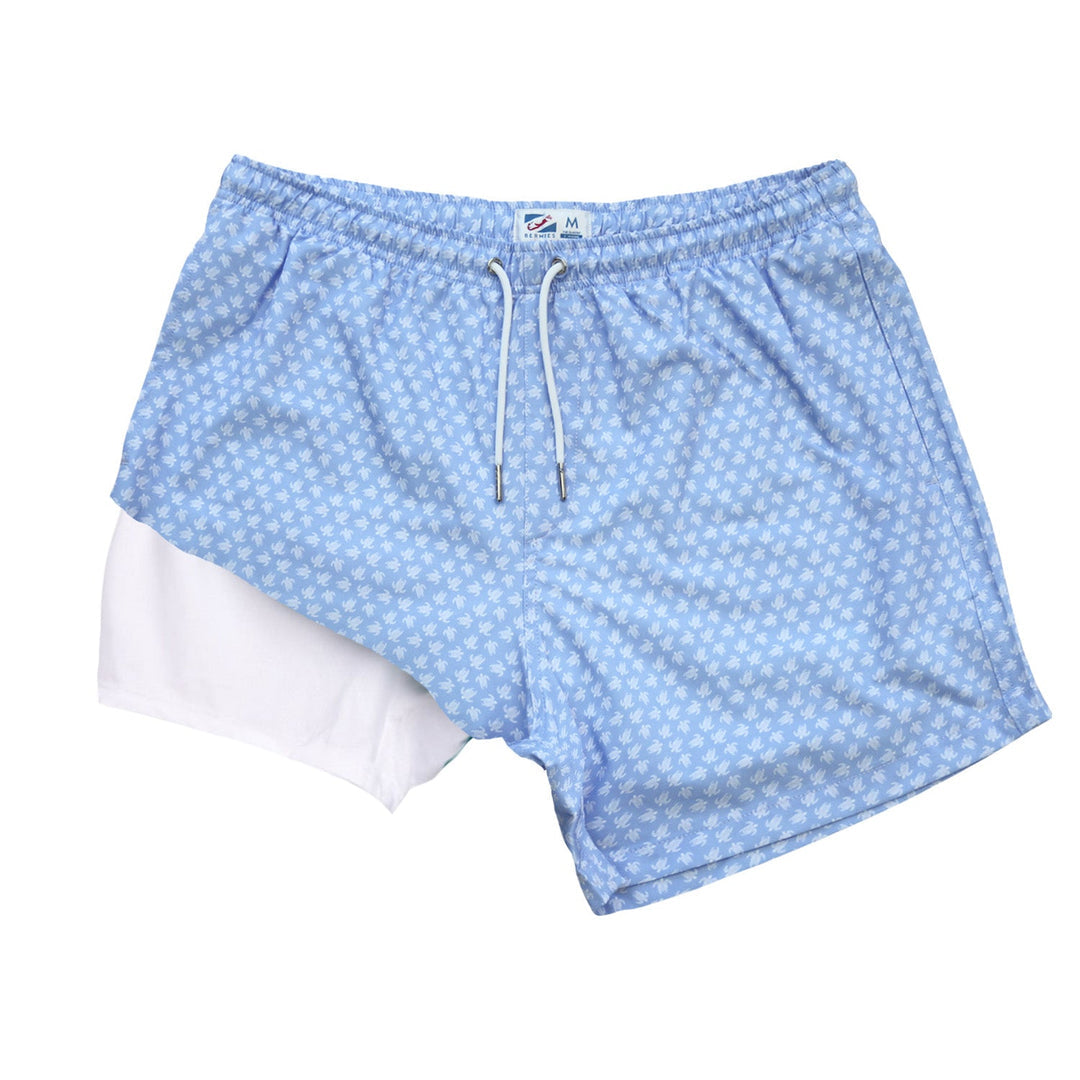 Classic Swim Shorts with Compression Liner - Tribal Turtles