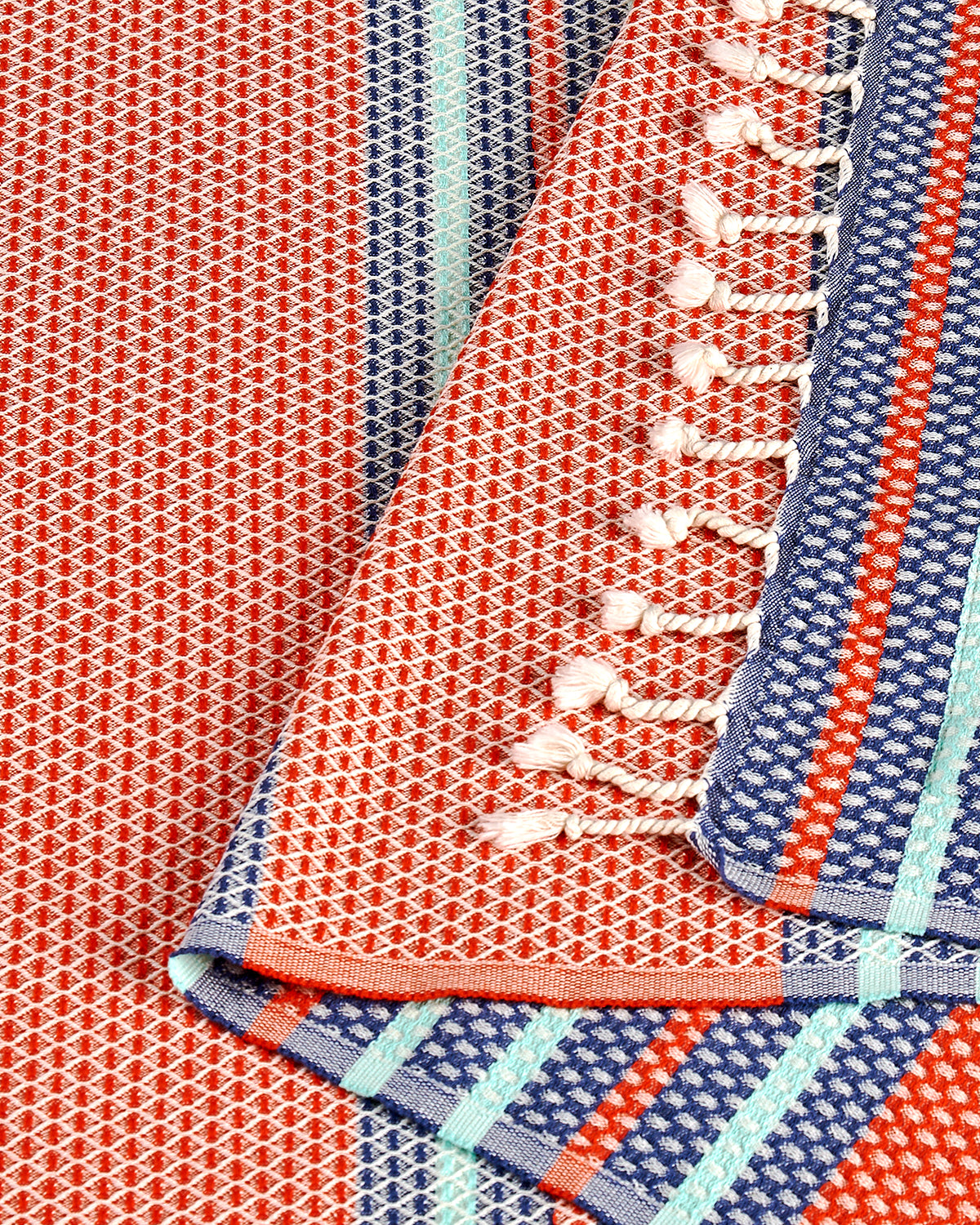 Zipper Pocket Turkish Towel - Candy Stripe (Cherry Tomato)