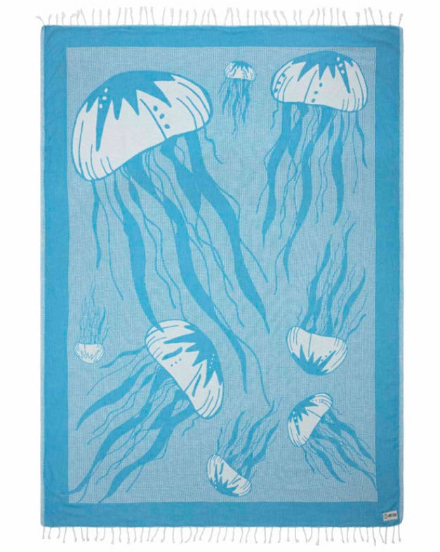 Large Turkish Towel - Jellyfish (Natural)