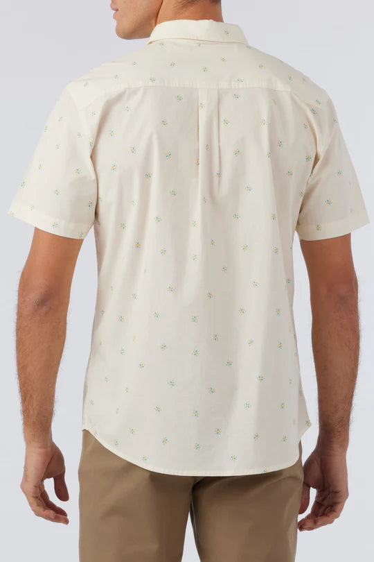 Quiver Stretch Modern Short Sleeve Button-Down Shirt - Cream
