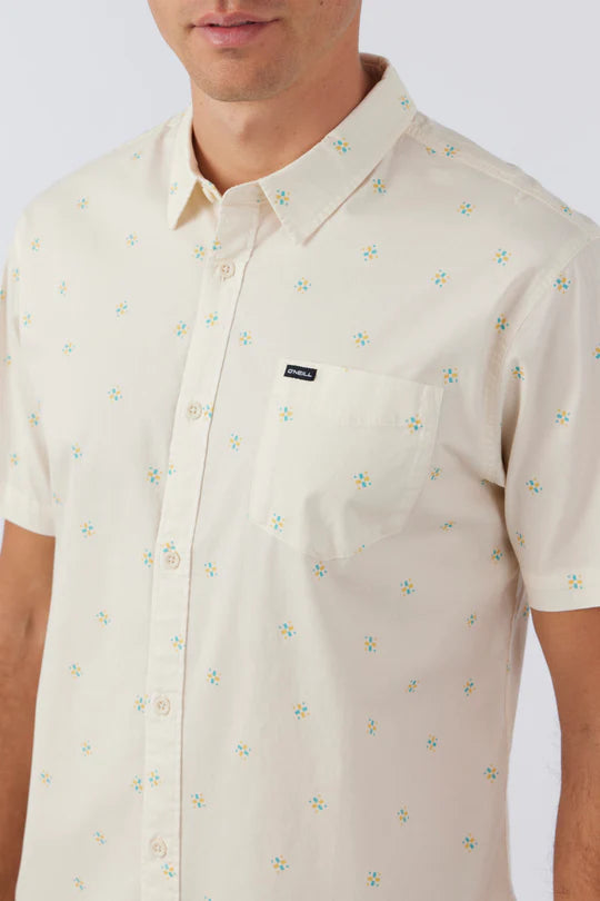 Quiver Stretch Modern Short Sleeve Button-Down Shirt - Cream