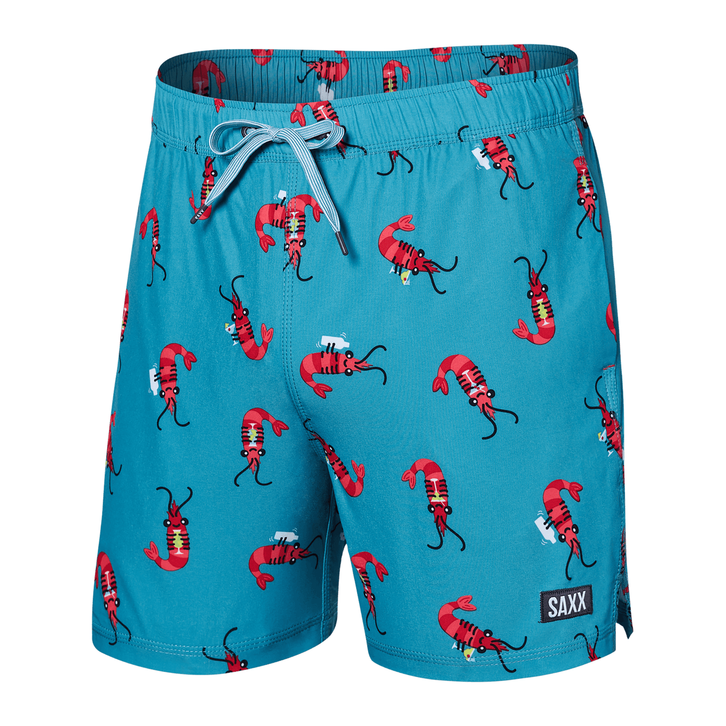 Oh Buoy 5" Swim Shorts with Compression Liner - Shrimp Cocktail (Blue Moon)