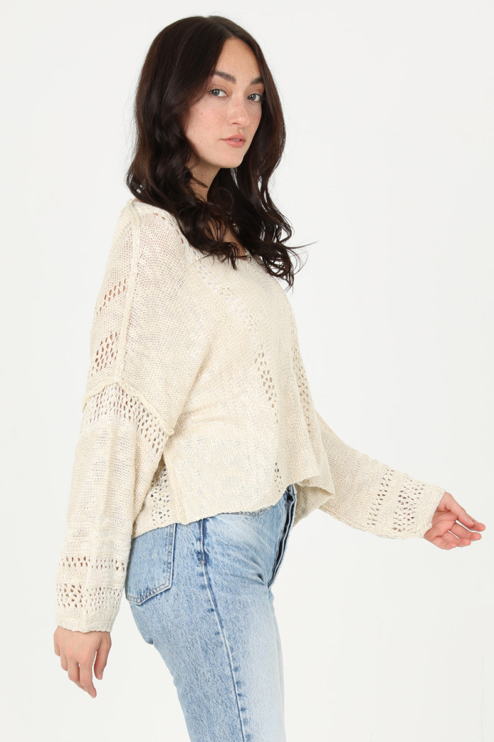 Cropped Pullover Sweater - Ivory