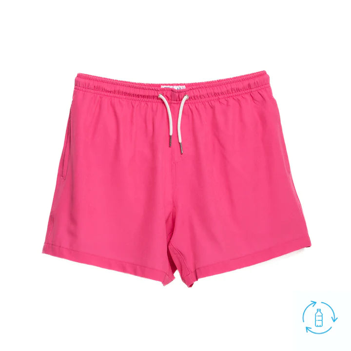 Classic Switch Swim Shorts - Water-Activated Pattern - Pink to Palm Trees