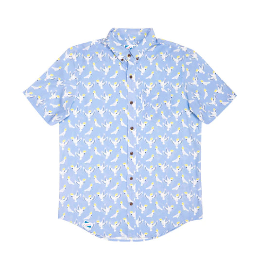 Rayon Stretch Short Sleeve Button-Down Shirt - Cockatoo