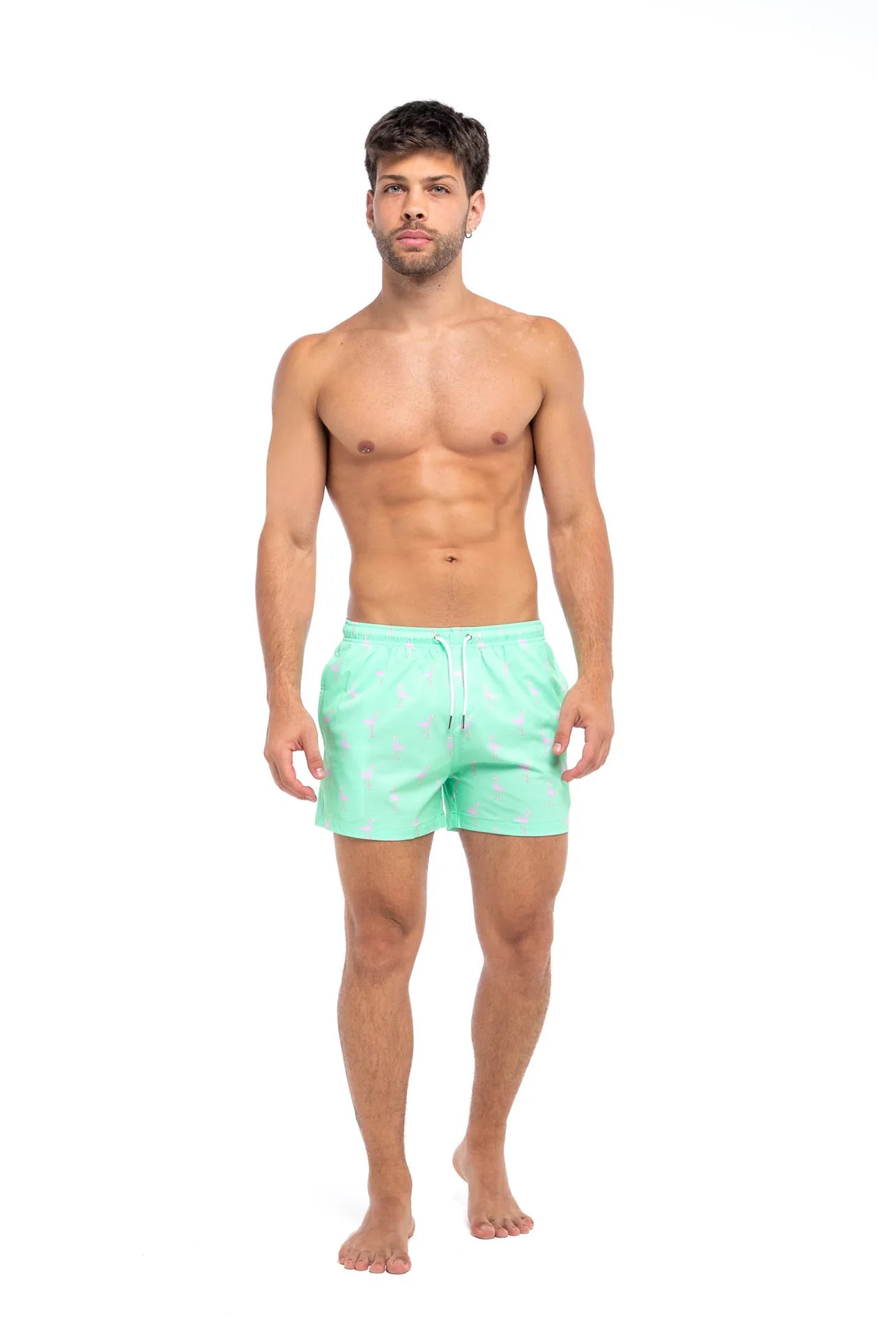 Original Swim Shorts - Green Flamingo